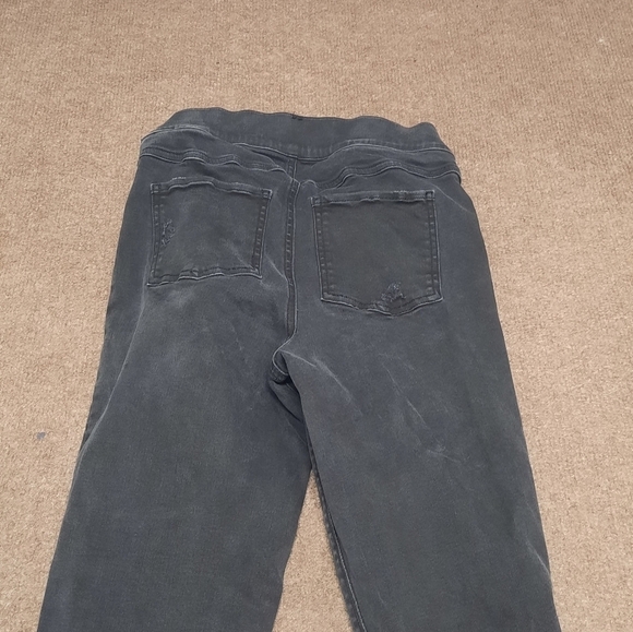 SPANX (Small) Sarah Blakely Distressed Ankle Skinny Pull on Jean Jeggings Black - Picture 4 of 9